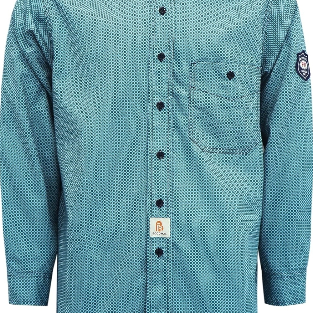 Teal Patterned Men's Button Down Shirt